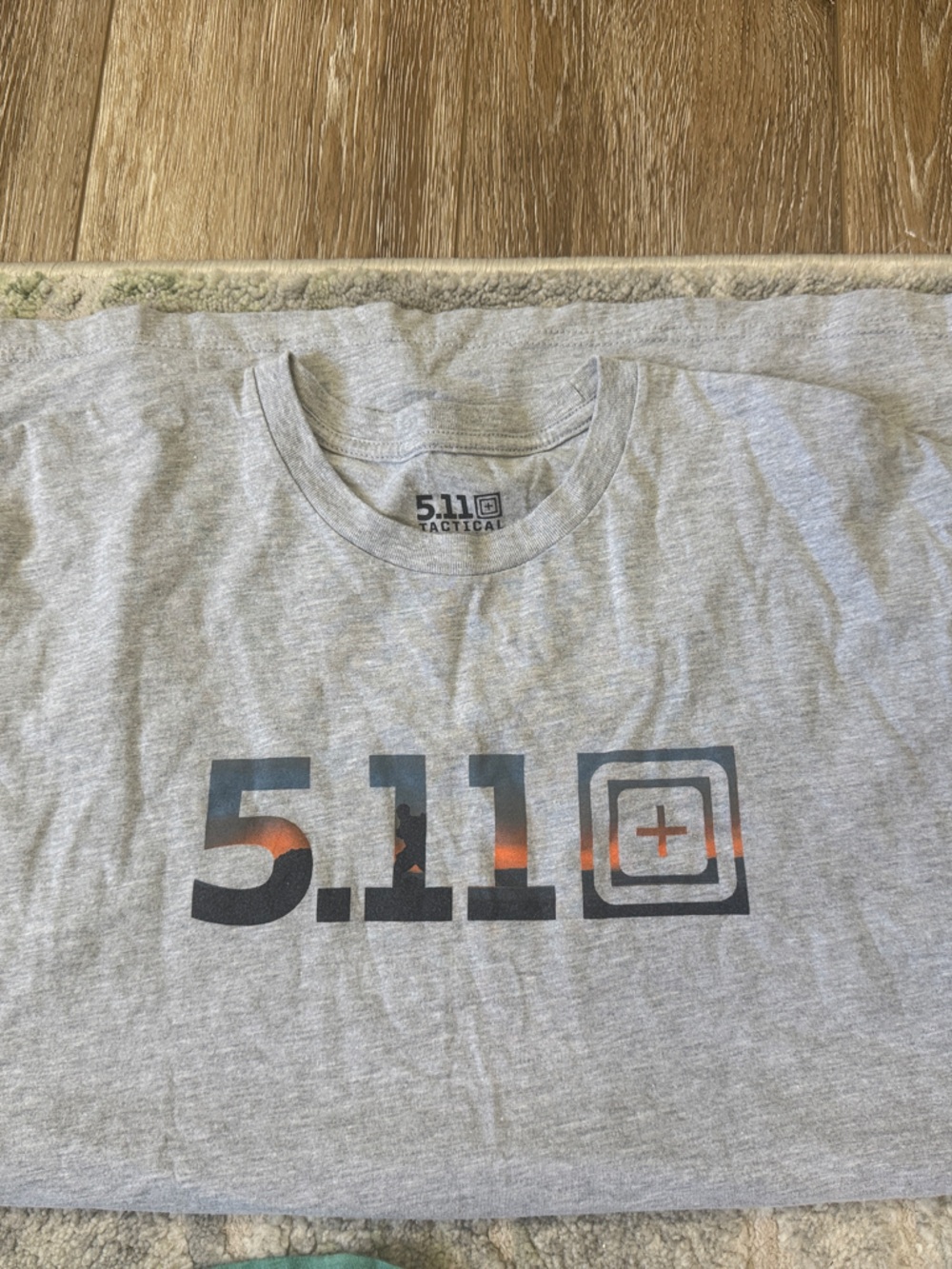 5.11 Tactical Gray Short Sleeve Logo Tee with Black and Orange Accents